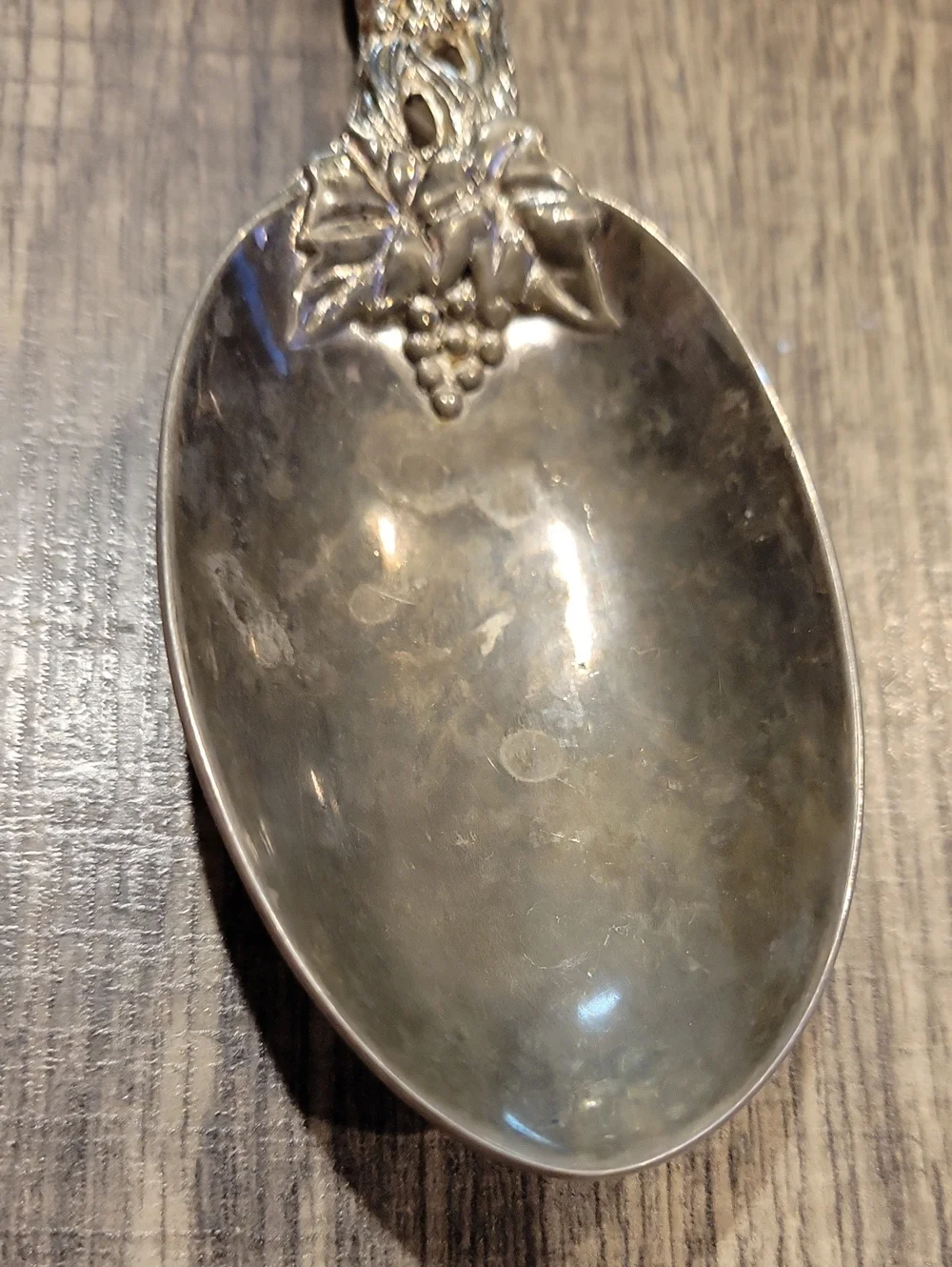 Antique Silver Grapevine Pattern Serving Spoon, Godinger,EUC Stunning